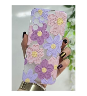 Samsung Galaxy A32 Uyumlu Pastel Renkli Çiçekler Desenli Şeffaf Telefon Kılıfı