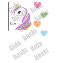 Yenilebilir Şeker Kağıt Tek Boynuzlu At Unicorn Temalı Pasta Süsleme