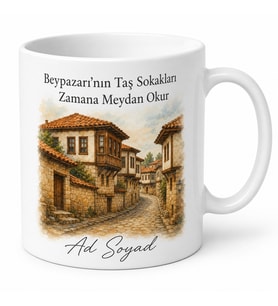 Beypazarı Evi Temalı Ankara Kupası Özel Baskılı Porselen Kupa Hediye Bardak