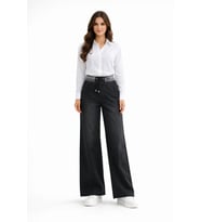 Kadın Bol Jean Pantolon Beli Ribana Lastikli BGL-ST05385