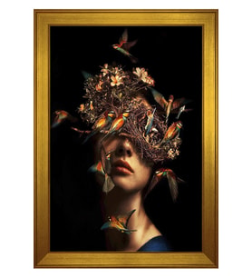 Kadın Motifli Kanvas Tablo 50 x 70 cm Gold Çerçeve