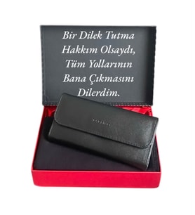 Kadın Hediye Set Siyah Carlino Cüzdan -Penye Şal