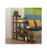 Eskitme Ahşap Ceviz Rengi Dekoratif Çiçeklik Saksılık Balkon Bahçe Standı