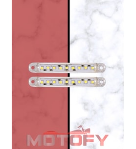 MOTOSİKLET OTOMOBİL 9 LEDLİ BEYAZ PARMAK LED DEKOR VE FARKINDALIK LEDİ ( 2 ADET )