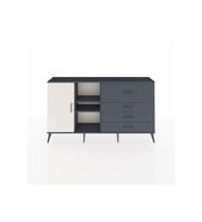 Arges Konsol 4 Raflı 4 Çekmeceli Tek Kapaklı  176x30x99 Antrasit-Aytaşı/Antrasit