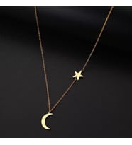 Kişiye Özel 925 Ayar Gümüş Ay Yıldız Kolye (Gold)