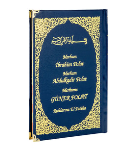 50 ADET - İsim Baskılı Ciltli Yasin Kitabı - Orta Boy - 128 Sayfa - Lacivert Renk - Dini Hediyelik