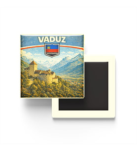 Retro Lihtenştayn Vaduz Şehri Temalı Vintage Buzdolap Magneti – 9x9 cm