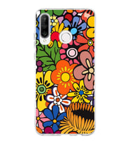 PrintiFy Huawei P30 Lite ile Uyumlu 1mm Slim Fit Retro Renkler 2 Baskılı Şeffaf  Kılıf