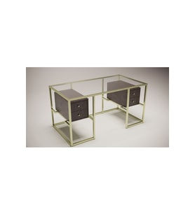 Hitit Dekorasyon Trinity Gold Metal & Ahşap & Cam Çalışma Masası