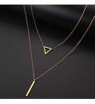 Kişiye Özel 925 Ayar Gümüş 2'li Üçgen Çubuk Bar Kolye (Gold)