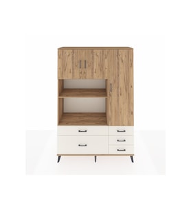 Hyperion Dolap 7 Raflı 5 Çekmeceli 3 Kapaklı 132x44x195 Çam-Çam/Aytaşı