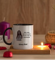 Kişiye Özel Sen Onu da Soğutursun Esprili Ahşap Altlıklı Mumlu Siyah Kupa