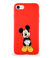 Apple iPhone SE 2020 Soft Premier Kapak Mickey Mouse-A Tasarımlı Silikon Kılıf - Kırmızı (Şeffaf)