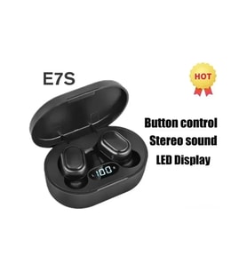 E7s Siyah E7s Kablosuz Bluetooth Kulaklık İçin Mic Led Ekran Kulakiçi İphone Xiaomi Tws Kulaklık Bluetooth Kulaklık Kulaklıkları 1m