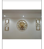 Dekoratif Aynalı Hediyelik Gold Altın Tablo Duvar Saati Pleksiglass 3'lü Set 50x50 cm XL