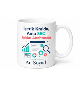 İsimli SEO Temalı Dijital Pazarlama Kupası Hediye Bardak Özel Tasarım Kupa