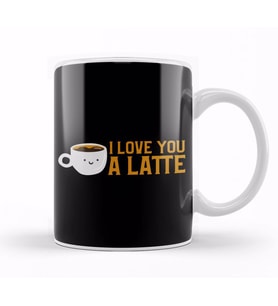 Cute & Funny I Love You A Latte Coffee Pun Kupa Bardak Porselen