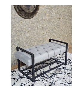 Siyah Boyalı Metal 80 cm Puf Bench - Antre Puf - Hol Bench - Puf - Oturak - Bench Gri Renk 90 x 45 Boyut/Ebat (Çok Renkli)