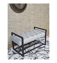 Siyah Boyalı Metal 80 cm Puf Bench - Antre Puf - Hol Bench - Puf - Oturak - Bench Gri Renk 90 x 45 Boyut/Ebat (Çok Renkli)