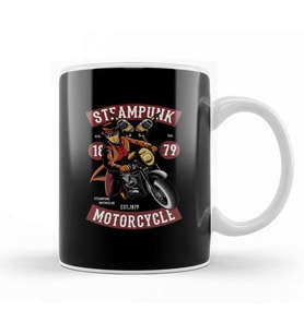 Steampunk Motorcycle Kupa Bardak Porselen