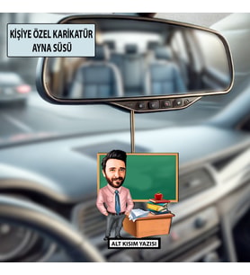 Kişiye Özel Karikatür Öğretmen Ayna Süsü – Araç İçi Öğretmene Hediye