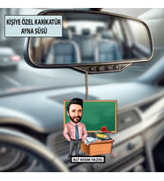 Kişiye Özel Karikatür Öğretmen Ayna Süsü – Araç İçi Öğretmene Hediye