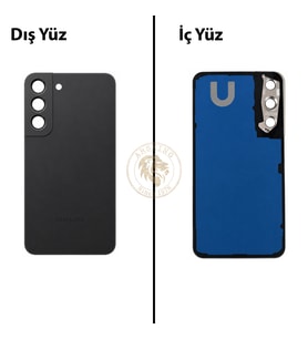 Samsung S22 Siyah Arka Kapak Arka Cam Batarya Kapağı Lazer Kesim Kapak Pil Kapağı Back Cover
