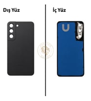 Samsung S22 Siyah Arka Kapak Arka Cam Batarya Kapağı Lazer Kesim Kapak Pil Kapağı Back Cover