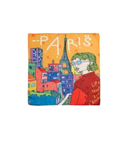 İkigai City Serisi Paris Özel Tasarım El Çizim Renkli Çok Fonksiyonlu Renkli Kare 45X45 Bandana