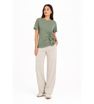 Kadın Bağlamalı Kısa Kollu Basic T-Shirt