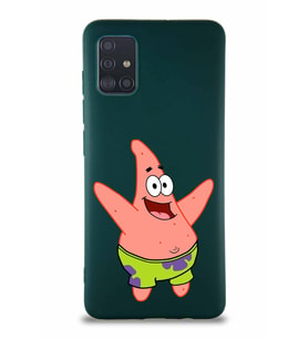 Samsung Galaxy M31S Soft Premier Kapak Patrick Yıldız Tasarımlı Silikon Kılıf - Yeşil (Şeffaf)