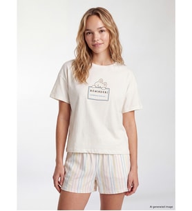 LCW Young Ekru Bisiklet Yaka Kadın Şortlu Pijama Takımı