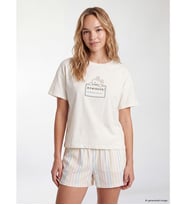 LCW Young Ekru Bisiklet Yaka Kadın Şortlu Pijama Takımı