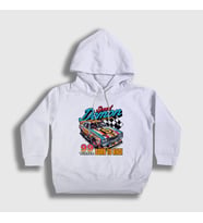 Presmono Unisex Çocuk Beyaz Speed Demon Araba Yarışı Otomobil Kapüşonlu Sweatshirt 472361tt