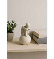 Minimalist Düşünen Figür Biblo – 10 cm  Modern Sanatsal Dekor