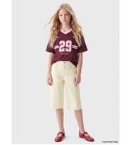 LCW Kids Sarı Taşlı Geniş Paça Kız Çocuk Jean Şortolon
