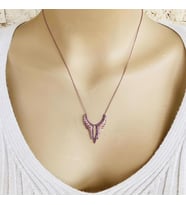 Ruby Taşlı Büyük Melek Kanadı Kolye (Karışık)