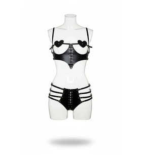 Mulvxbrf Brf02 Siyah Harness Takım Deri Kalp Detaylı Bağcıklı - Brf1256 (Mulvix)