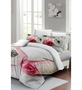 Sevgililer Günü Çift Kişilik Nevresim Takımı%100 Pamuk Saten White Love