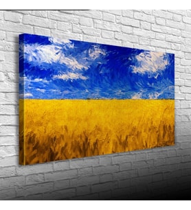 Buğday Tarlası ve Mavi Gökyüzü Kanvas Tablo 60 x 120