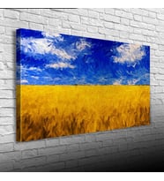Buğday Tarlası ve Mavi Gökyüzü Kanvas Tablo 60 x 120