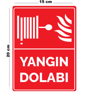 Metal Yangın Dolabı 15 cm x 20 cm Uyarı Levhası Yönlendirme Tabelası