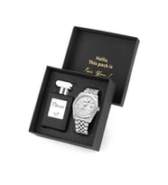 Polo Air Mercek Takvimli Erkek Kol Saati Ve 55 ml Parfüm Seti Gümüş Renk ST-5016E5 (Gümüş-Beyaz)