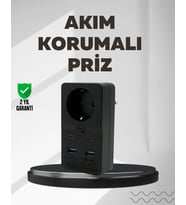 Tip Akım Koruma Prizi 10A 2500W Usb Type C Destekli