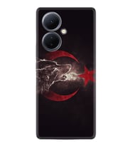 Vivo V29 Lite Kılıf Resimli Desenli Baskılı Silikon Kurt ve Ay Yıldız 1403