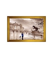 Manzara Temalı Kanvas Tablo 50 x 70 cm Gold Çerçeve