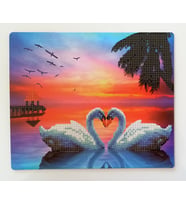 KRİSTAL BONCUKLU TAŞLI MOZAİK ELMAS GOBLEN PANO TABLO RESİM PUZZLE DIAMOND PAINTING 21X25- BEYAZ KUĞU MODELİ