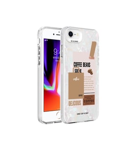Apple iPhone 8 Uyumlu Kılıf Mermer Desenli Zore Marbello Kapak (Kahverengi)