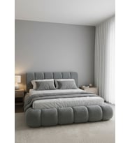 Most Piatto Premium Bazalı Karyola Gri Bukle Kumaş 180x200 cm. Yatak İçindir (Evinize Teslim) (Tatlı Gri)